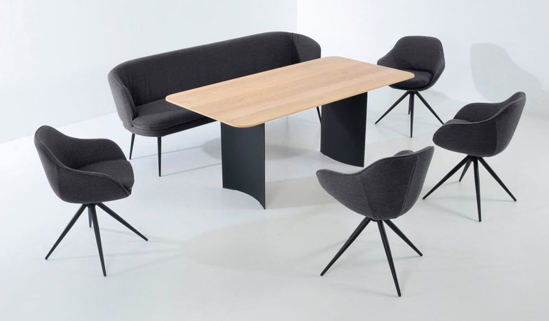 K+W Komfort & Wohnen Essgruppe "ZOOM", abgerundete Essgruppe mit Solobank, 4 Sesseln und 1 Tisch