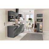KOCHSTATION Küchenzeile "KS-Tulsa", ohne E-Geräte, Breite 290 cm, schwarze Metallgriffe, MDF Fronten