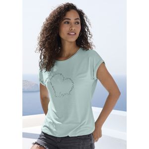 LASCANA Kurzarmshirt "mit Lascana Herz Print", aus weichem Viskose-Stretch