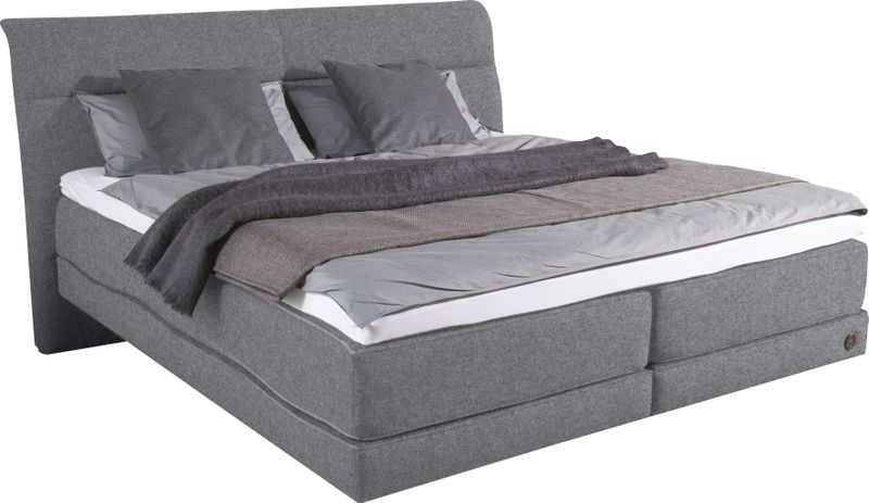 Birkenstock Boxspringbett "Arran", Schwebeoptik, Kopfteil mit horizontaler Steppung, Kopfteilhöhe 125 cm