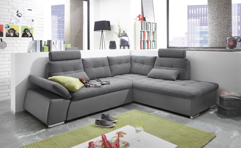 ED EXCITING DESIGN Ecksofa "Jakarta L-Form", mit Bettfunktion, Kopfstützen, Nierenkissen etc.