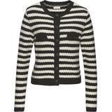 LASCANA Strickjacke, mit Streifenmuster, Kontrastbündchen, markante Knopfleiste