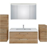 Saphir Badmöbel-Set "Balto Sprint 4-teilig, Mineralmarmor-Waschtisch mit LED-Spiegelschrank", (5 St.), Unterschrank, Midischrank, inkl. Türdämpfer, 5 Türen, 5 Schubladen