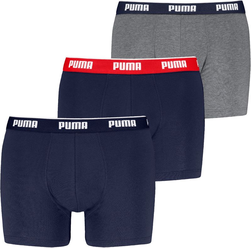PUMA Boxershorts "PUMA MEN EVERYDAY BASIC BOXERS 3P", (3er Pack), Komfortabler elastischer Logobund