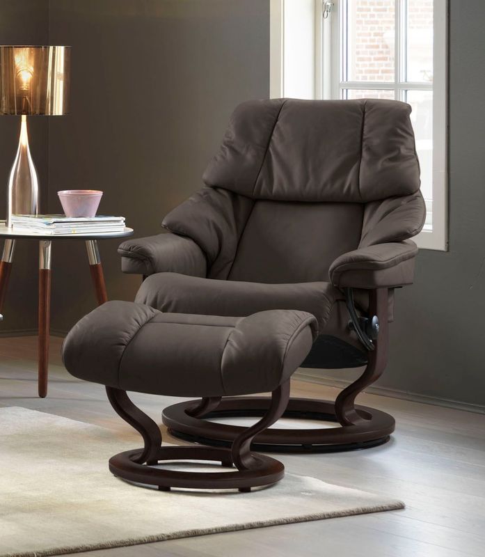 Stressless Relaxsessel "Reno", (Set, Relaxsessel mit Hocker), mit Hocker, mit Classic Base, Größe S, M & L, Gestell Braun