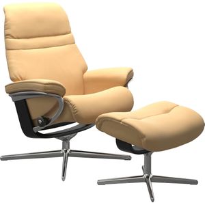 Stressless Relaxsessel "Sunrise", (Set, Relaxsessel mit Hocker), mit Hocker, mit Cross Base, Größe S, M & L, Holzakzent Schwarz