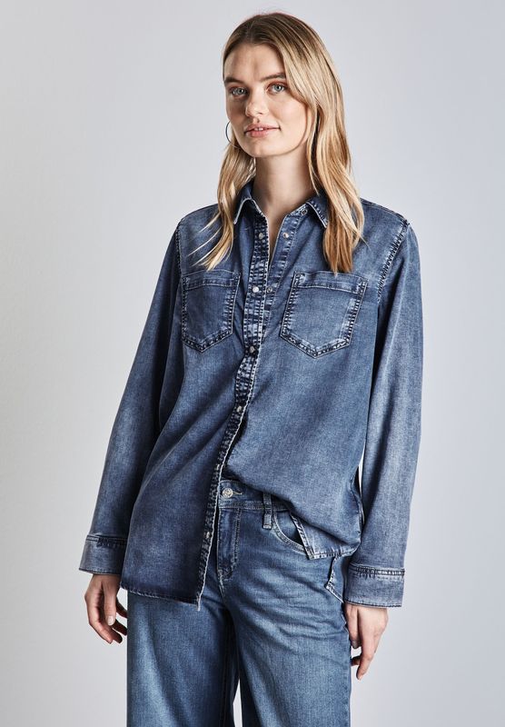STREET ONE Jeansbluse, mit Knopfleiste