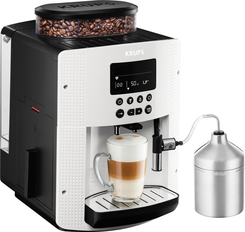 Krups Kaffeevollautomat "EA8161", inkl. Edelstahl-Milchbehälter, 3 Temperaturstufen + 3 Mahlstärken