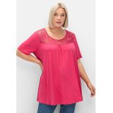 Sheego Longshirt "Große Größen", mit Spitzenpasse, in A-Linie