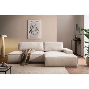 Home affaire Ecksofa "SHERWOOD, Schlafsofa in L-Form offen (275cm), Cord, Leinenoptik", Schlaffunktion und Bettkasten, Kedernaht, hoher Sitz- & Liegekomfort