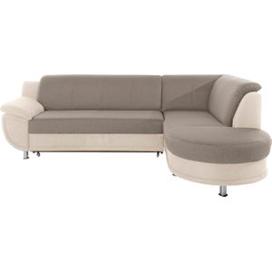 TRENDMANUFAKTUR Ecksofa "Rondo 3, zeitlos und bequem, Materialmix, breite Armlehnen, L-Form", wahlweise mit Federkern für mehr Komfort, wahlweise mit Bettfunktion