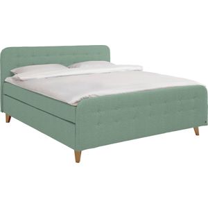 TOM TAILOR HOME Boxspringbett "NORDIC BOX", mit Knopfheftung im Kopfteil und Fußteil, Füße in Buche natur