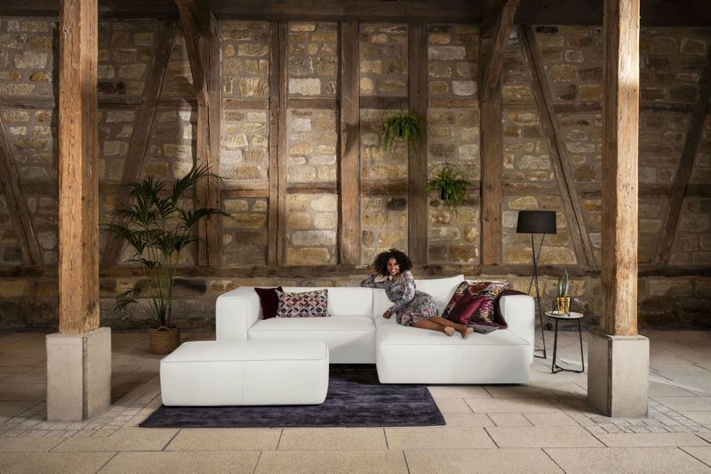 W.SCHILLIG Ecksofa "around-the-block, modern und elegant, bequem, L-Form", mit eleganter Biese, mit Federkern