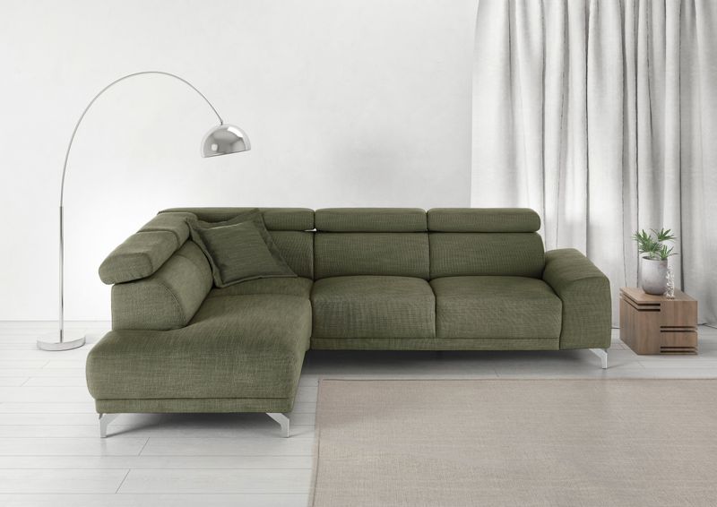 3C Candy Ecksofa "Greve Sofa immer mit manuelle Kopfteilverstellungen, modern, elegant", wahlweise motorischer Sitzvorzug, bequem und zeitlos, L-Form