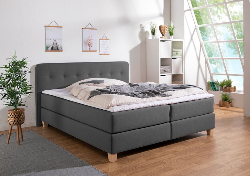 Home affaire Boxspringbett "Fargo", inkl. Topper, in 3 Matratzenarten, in Samt- oder Strukturstoff