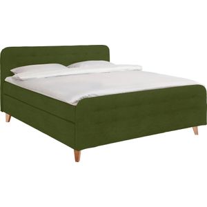 TOM TAILOR HOME Boxspringbett "NORDIC BOX", mit Knopfheftung im Kopfteil und Fußteil, Füße in Buche natur