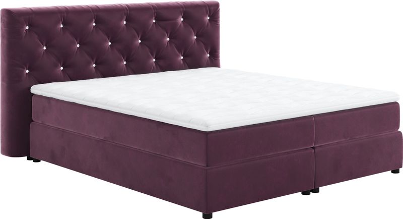 COTTA Boxspringbett "Castle", mit Strasssteinen im Kopfteil, inkl. Topper