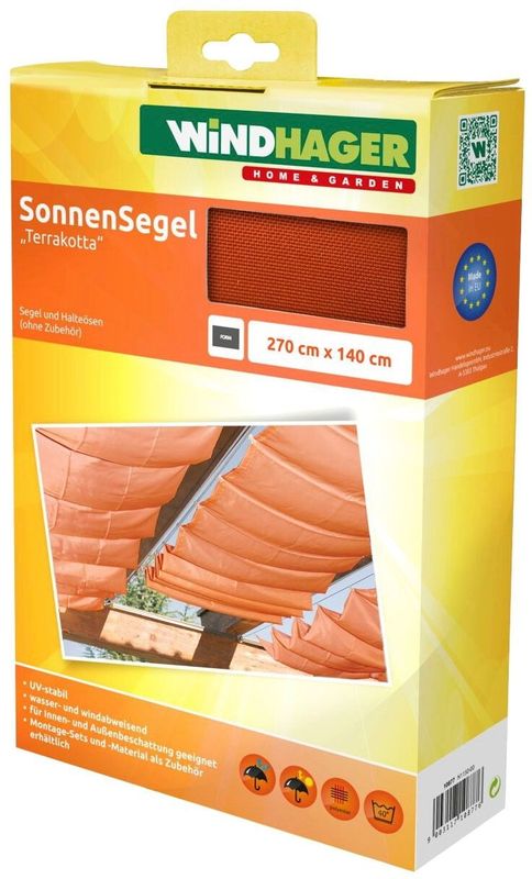 Windhager Sonnensegel, für Seilspannmarkise, inklusive Laufhaken, 2,7x1,4 m