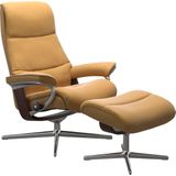 Stressless Relaxsessel "View", (Set, Relaxsessel mit Hocker), mit Hocker, mit Cross Base, Größe S, M & L, Holzakzent Braun