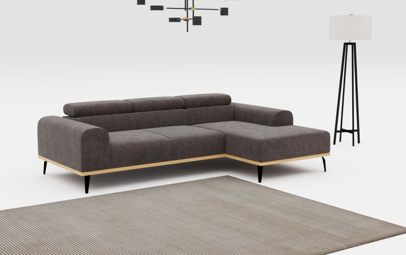 Places of Style Ecksofa "Carlo L-Form", mit Kopfteilverstellung & Holz-Rahmenoptik, optional Relaxfunktion