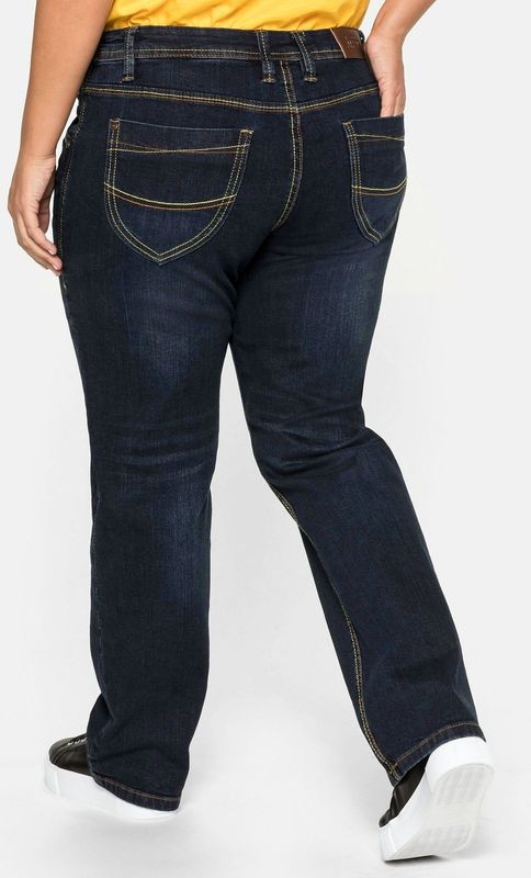 Sheego Stretch-Jeans "Große Größen", mit gerader Beinform, individuelle Used-Effekte