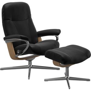 Stressless Relaxsessel "Garda", (Set, Relaxsessel mit Hocker), mit Hocker, mit Cross Base, Größe M & L, Holzakzent Eiche