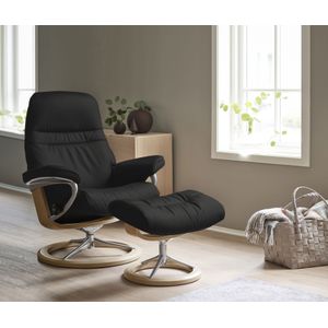 Stressless Relaxsessel "Sunrise", (Set, Relaxsessel mit Hocker), mit Signature Base, Größe M, Gestell Eiche