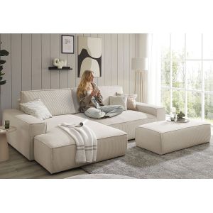 Home affaire Polsterecke "NEU: SHERWOOD XXL tief, L-Form mit Schlaffunktion, Big-Sofa mit Hocker", (Set, 2 St.), stellbar zum Schlafsofa (Krokodilverbinder), Cord, Leinenoptik