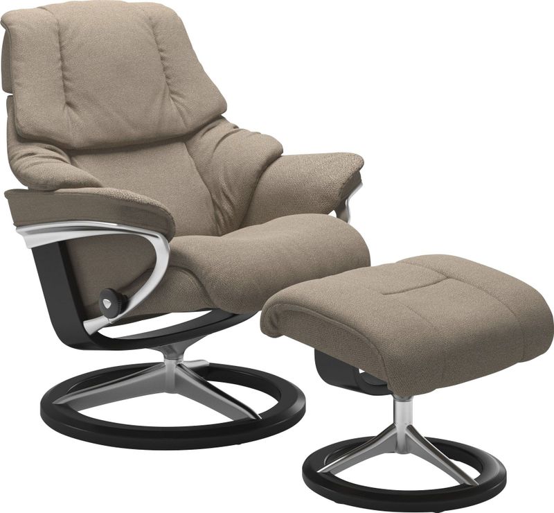 Stressless Relaxsessel "Reno", (Set, Relaxsessel mit Hocker), mit Hocker, mit Signature Base, Größe S, M & L, Gestell Schwarz