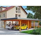 Skanholz Doppelcarport "Wendland", Leimholz-Nordisches Fichtenholz, 550 cm, hellbraun