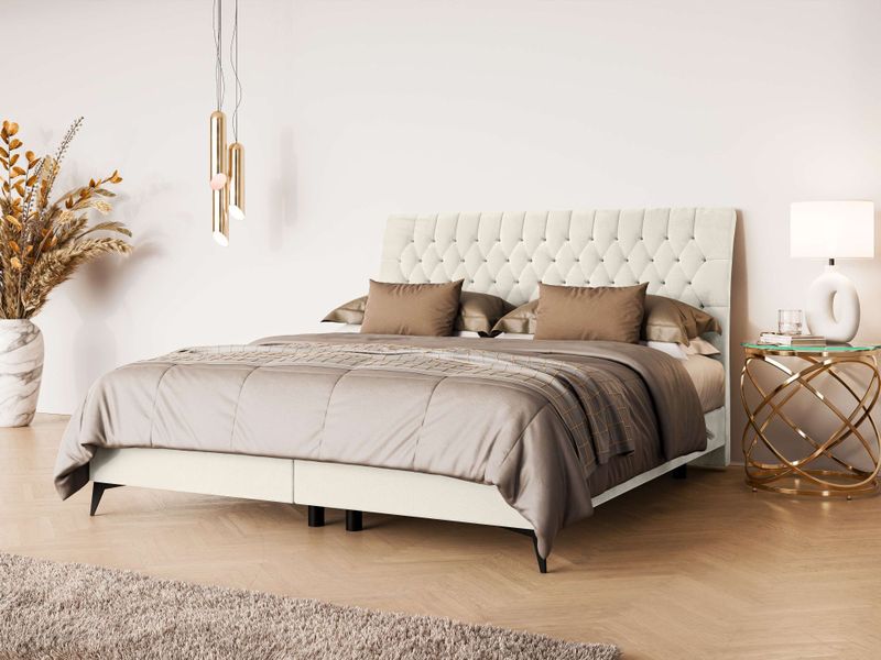 Leonique Polsterbett "SYDNEE mit Matratze und Topper, in 2 Breiten (160 und 180 cm)", Boxspringbett mit Kopfteil, Bettkasten, Matratze (BFK/TFK) und Topper