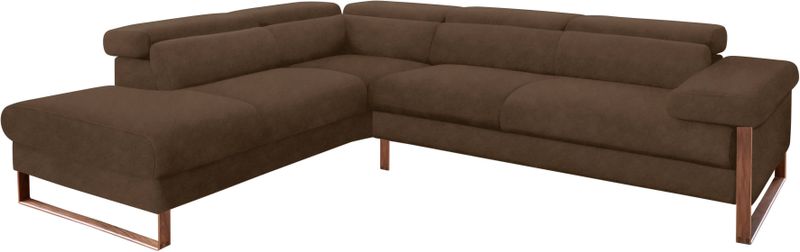 W.SCHILLIG Ecksofa "finn, Designsofa mit tollem Sitzkomfort, bequem, L-Form", German Design Award 2016, Fußgestell Nussbaum natur, Breite 281 cm