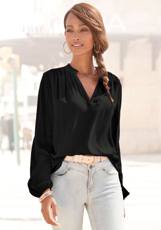 LASCANA Schlupfbluse, mit langen Ärmeln, leichte Damenbluse, casual-chic, festlich