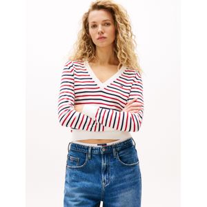 Tommy Jeans V-Ausschnitt-Pullover "TJW ESSENTIAL VNECK SWEATER EXT", mit Logostickerei