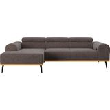 Places of Style Ecksofa "Carlo L-Form", mit Kopfteilverstellung & Holz-Rahmenoptik, optional Relaxfunktion