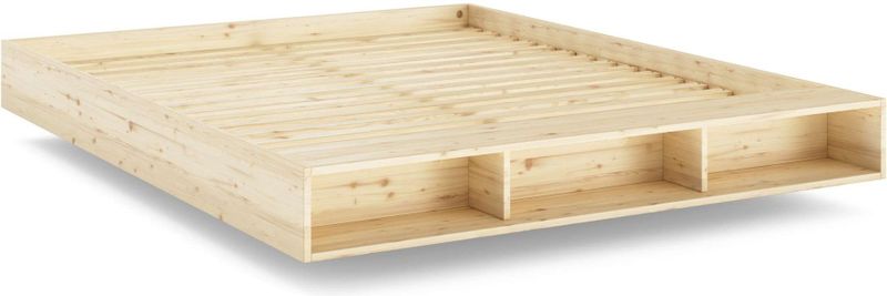 Karup Design Stauraumbett "Merge Bed Bettgestell m. integrierter Bank m. Stauraum, mehrere Größen", inkl. Lattenrost, excl. Matratze, FSC-zertifiziertes Massivholz