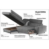 COTTA Ecksofa "Emma L-Form", Verstellbare Kopfstützen, optional mit Schlaffunktion und Bettkasten
