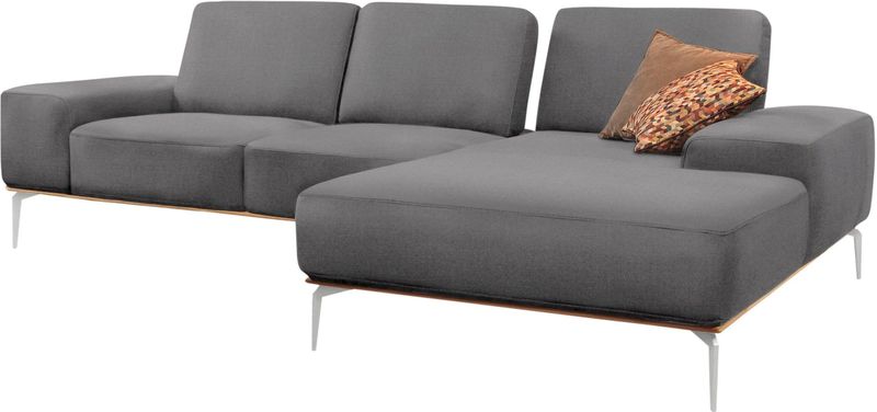 W.SCHILLIG Ecksofa "run, Designsofa mit tollem Sitzkomfort, L-Form", mit elegantem Holzsockel, Füße in Chrom glänzend, Breite 279 cm