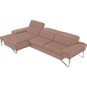 Egoitaliano Ecksofa "Princess, elegantes Designsofa mit erstklassigem Sitzkomfort, L-Form", mit Recamiere, inkl. Kopfteilverstellung, edle Designmetallfüße