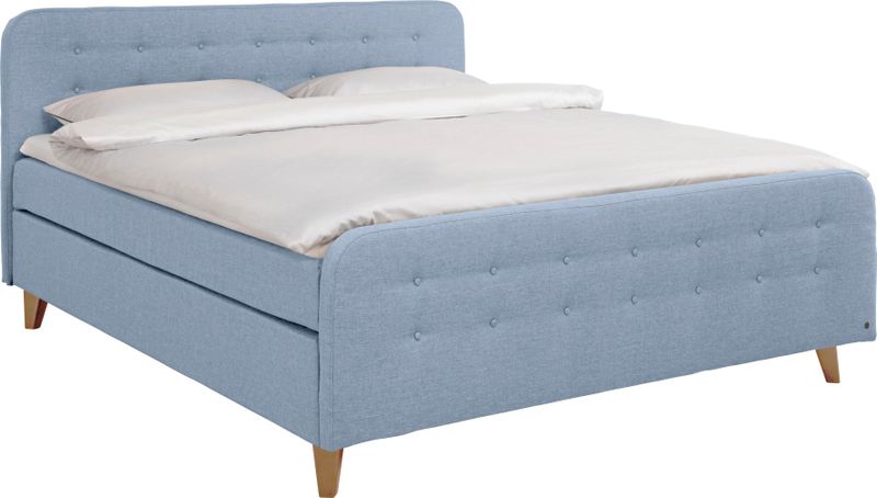 TOM TAILOR HOME Boxspringbett "NORDIC BOX", mit Knopfheftung im Kopfteil und Fußteil, Füße in Buche natur