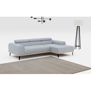 Places of Style Ecksofa "Carlo L-Form", mit Kopfteilverstellung & Holz-Rahmenoptik, optional Relaxfunktion