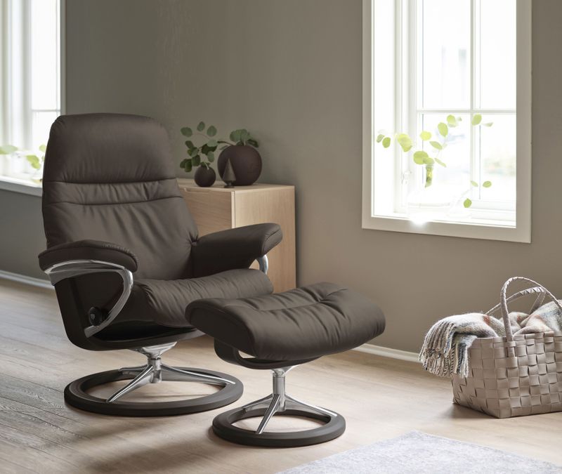 Stressless Relaxsessel "Sunrise", (Set, Relaxsessel mit Hocker), mit Signature Base, Größe L, Gestell Wenge