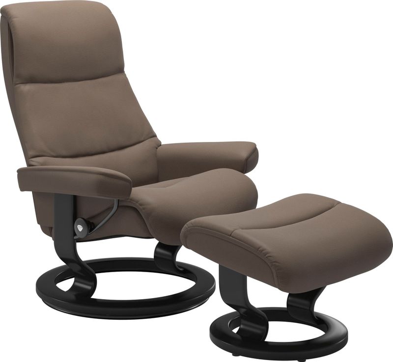 Stressless Relaxsessel "View", (Set, Relaxsessel mit Hocker), mit Classic Base, Größe S,Gestell Schwarz