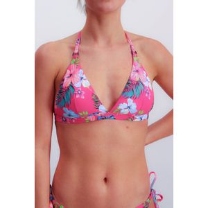 JOOP Jeans Triangel-Bikini-Top "JEANS HIBISCUS", Floraler Print, Logo-Details, wattierte Cups