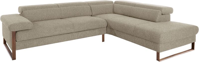 W.SCHILLIG Ecksofa "finn, Designsofa mit tollem Sitzkomfort, bequem, L-Form", German Design Award 2016, Fußgestell Nussbaum natur, Breite 281 cm