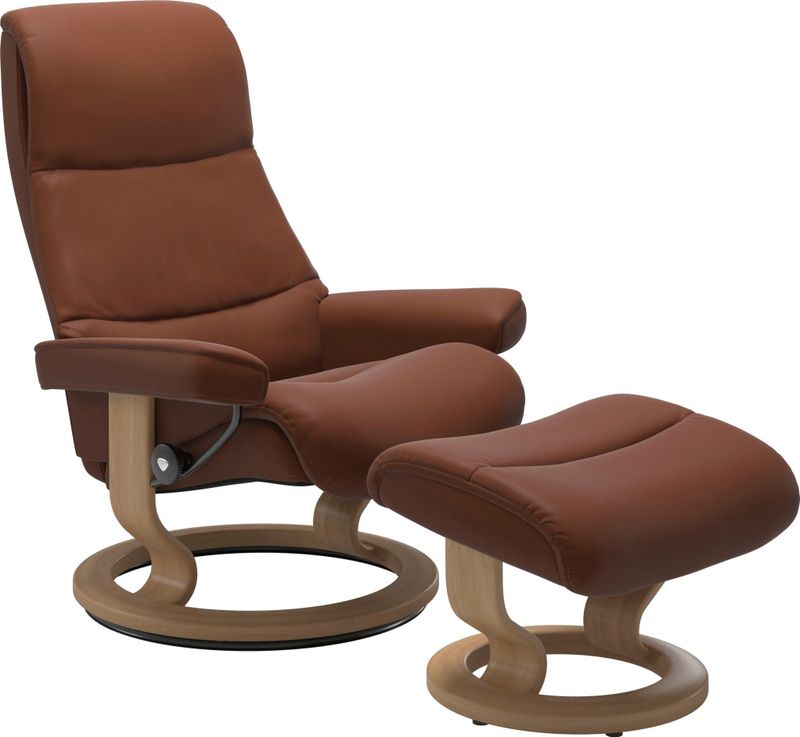 Stressless Relaxsessel "View", (Set, Relaxsessel mit Hocker), mit Classic Base, Größe S,Gestell Eiche