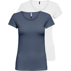 ONLY Rundhalsshirt "ONLLIVELOVE LIFE S/S O-NECK TOP", (Packung, 2 tlg.)