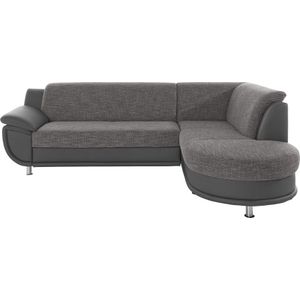 TRENDMANUFAKTUR Ecksofa "Rondo 3, zeitlos und bequem, Materialmix, breite Armlehnen, L-Form", wahlweise mit Federkern für mehr Komfort, wahlweise mit Bettfunktion