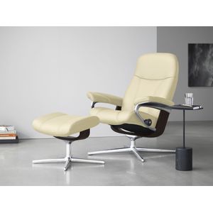 Stressless Relaxsessel "Consul", (Set, Relaxsessel mit Hocker), mit Hocker, mit Cross Base, Größe S, M & L, Holzakzent Braun