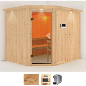 Karibu Sauna "Marit", 9-kW-Bio-Ofen mit externer Steuerung